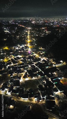 Aerial view of Gorontalo town in Indonesia at night.