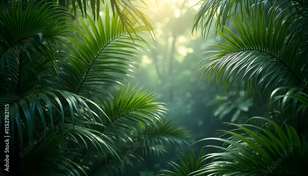 Hojas de palmera tropical enmarcando un fondo exótico. Hojas de palmera tropical enmarcando un fondo exótico.