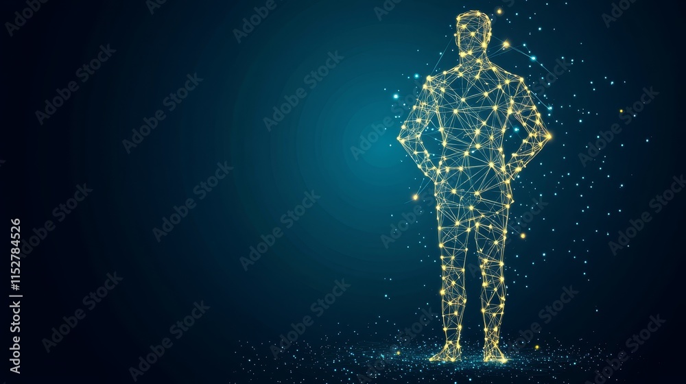 Man in suit with network visualization, business technology and innovation Man in suit with network visualization, business technology and innovation