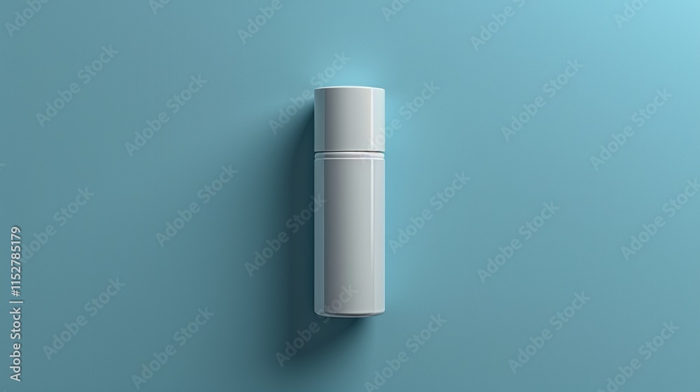 White cylindrical container on a light-blue background. White cylindrical container on a light-blue background.