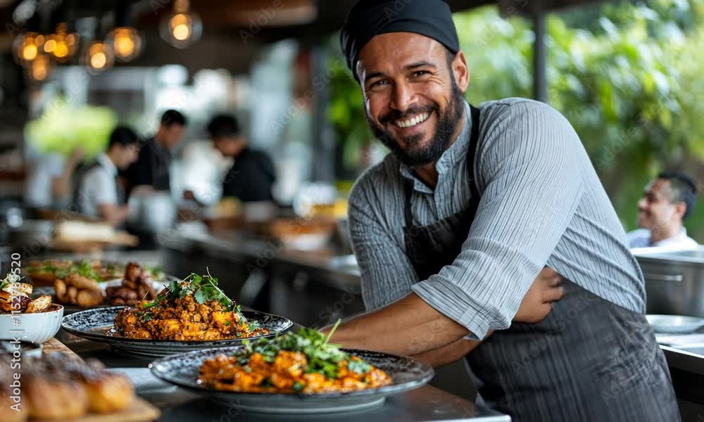 Smiling Chef in Restaurant Kitchen Smiling Chef in Restaurant Kitchen