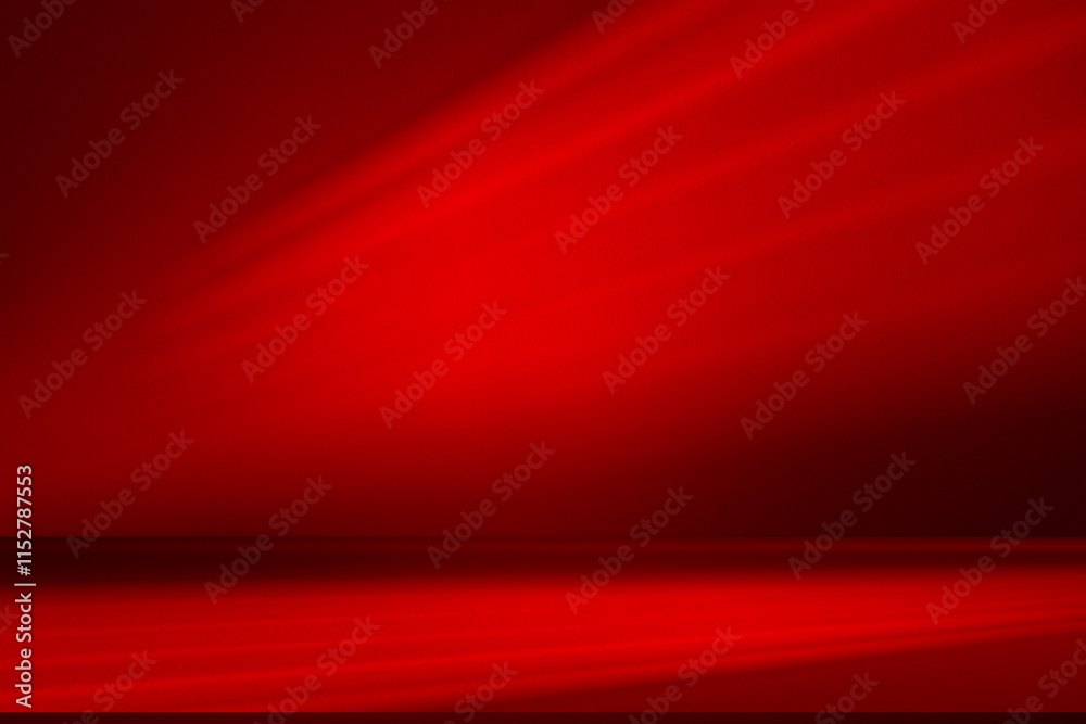 Wall interior background, studio and backdrops show products.with shadow from window color Red background for text insertion and presentation product	