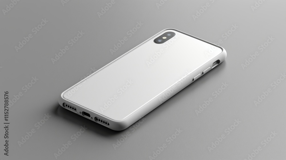 White smartphone in a protective case on a gray background. White smartphone in a protective case on a gray background.