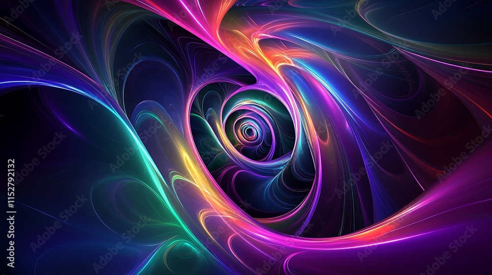 Vibrant Swirling Digital Painting: Abstract Neon Artwork. AI Generated Vibrant Swirling Digital Painting: Abstract Neon Artwork. AI Generated