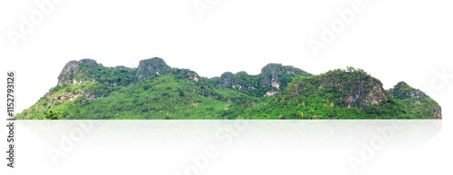 Φωτογραφία mountain range with a green forest in the foreground