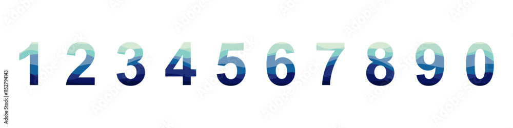 Industrial theme abstract set on numbers in a row. Ten numbers from one to zero. Number abstract concept vector illustration isolated on white background. numbering stock illustration Industrial theme abstract set on numbers in a row. Ten numbers from one to zero. Number abstract concept vector illustration isolated on white background. numbering stock illustration