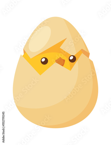Baby chicken hatching vector illustration