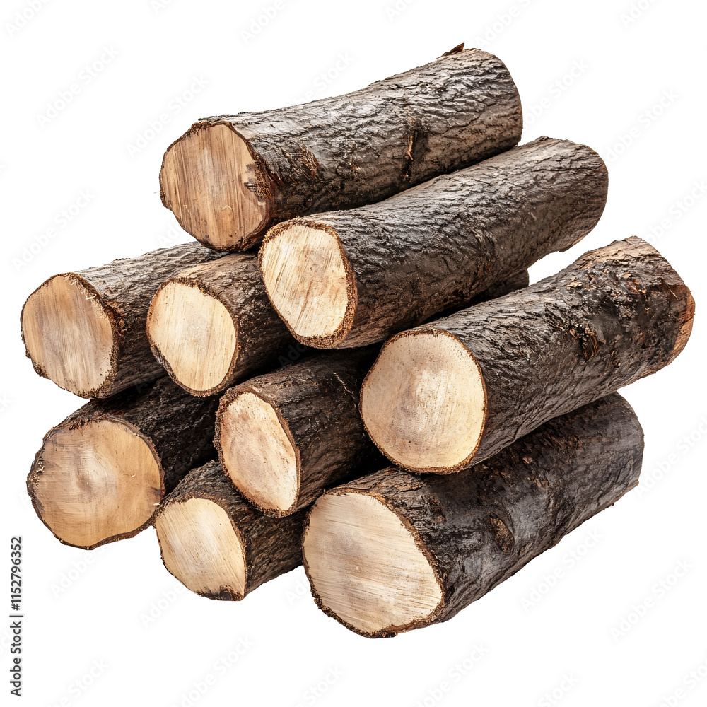 Realistic 3D Illustration of Stacked Wooden Logs on Transparent Background Realistic 3D Illustration of Stacked Wooden Logs on Transparent Background