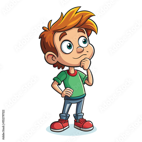 cartoon boy think