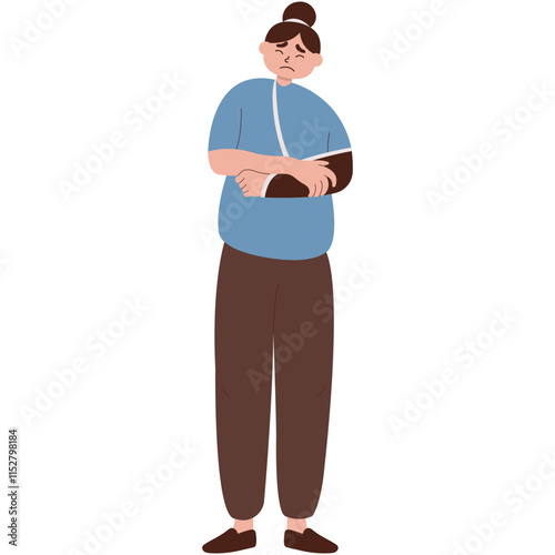 Girl with Illness and Injury Illustration. Vector Character in Flat Cartoon Design and Shape