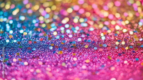 Colorful glitter and confetti on a bright gradient background. event posters, party invitations, pop art