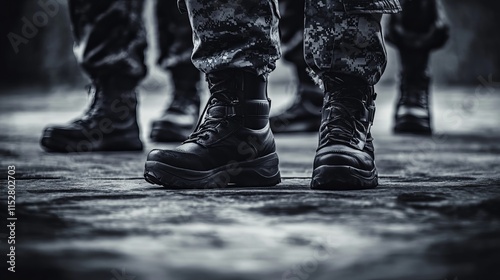 SWAT Team Members Preparing for Action in Tactical Gear and Combat Boots
