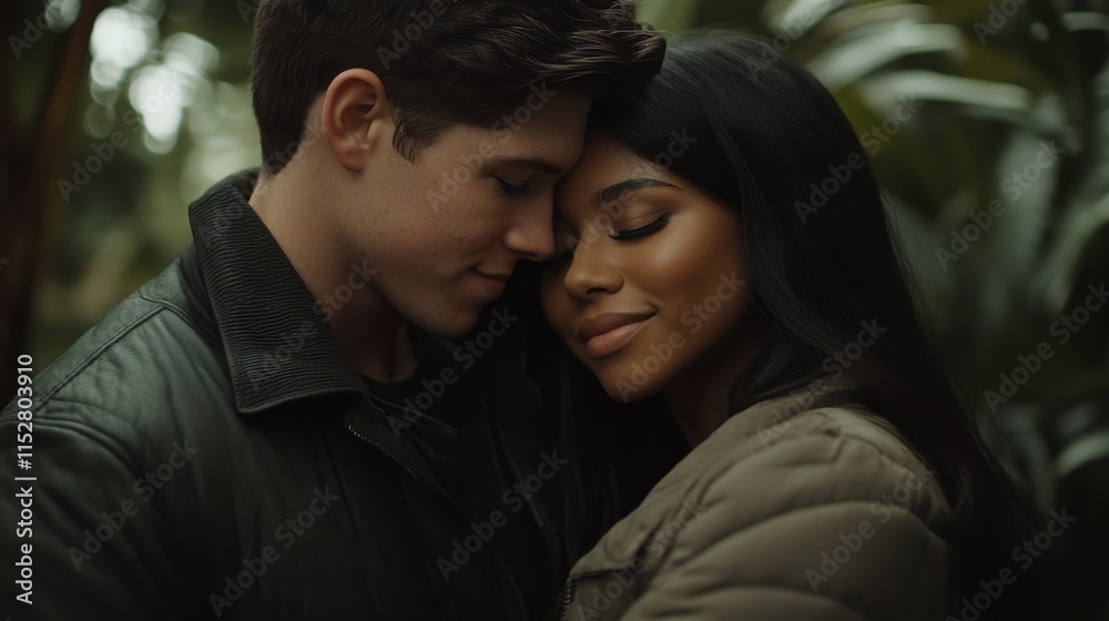 Serene moment between a couple in a lush setting, showcasing love and connection amidst nature's beauty, with soft lighting and intimate expressions captured effortlessly. Serene moment between a couple in a lush setting, showcasing love and connection amidst nature's beauty, with soft lighting and intimate expressions captured effortlessly.