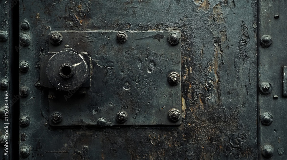 Heavy Metal Door of a Jail Cell with Rusty Texture and Vintage Hardware Detail Heavy Metal Door of a Jail Cell with Rusty Texture and Vintage Hardware Detail