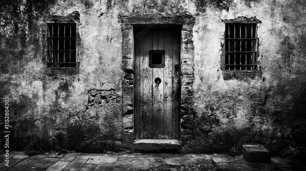 Dramatic Image of Old Jail Door Slamming Shut with Grungy Texture and Iron Bars Dramatic Image of Old Jail Door Slamming Shut with Grungy Texture and Iron Bars