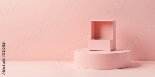 Wallpaper Mural Pastel Pink Product Display Empty Box on Cylindrical Pedestal Against a Smooth Background Torontodigital.ca