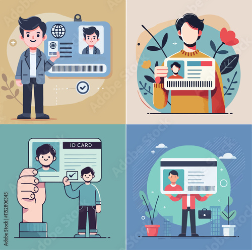 A person is showing an ID card Art & Illustration