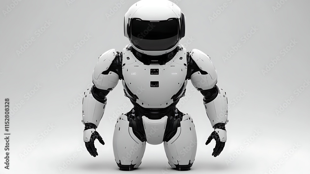 Small white robot, futuristic design. Small white robot, futuristic design.