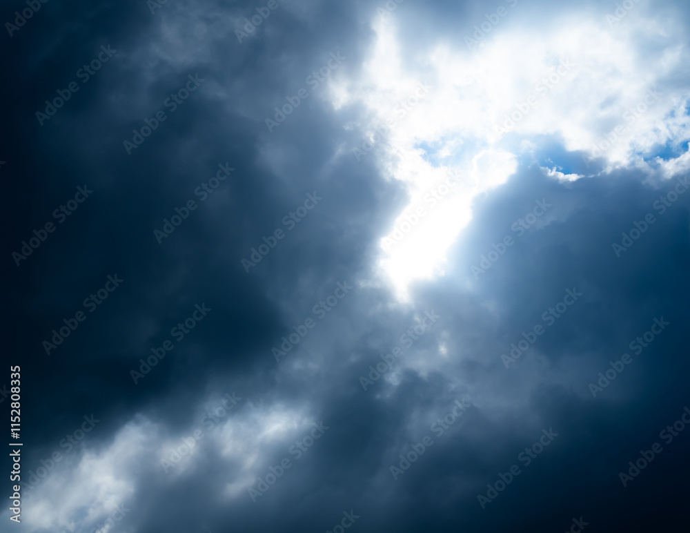 Obraz premium Cloud storm sky dark halloween background rain lightning thunder stoumy typhoon Nature light scene rainy atmosphere damage effect carbon dioxide dust air pollution 2.5 Pm, texture nature windstorm.