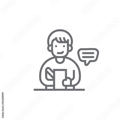 01Boy writing note vector icon in white background