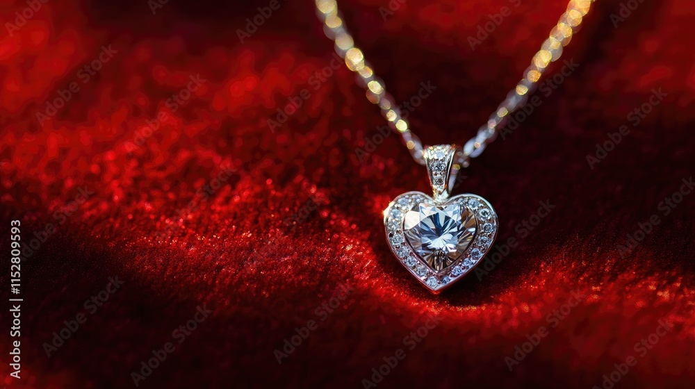 Elegant Heart-Shaped Pendant Necklace on Luxurious Velvet Background