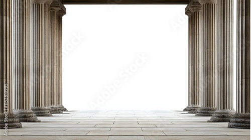 Exploring ancient architecture pillared entrance minimalist background serene environment photo