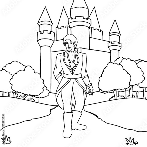 Prince Cartoon Character Coloring Page