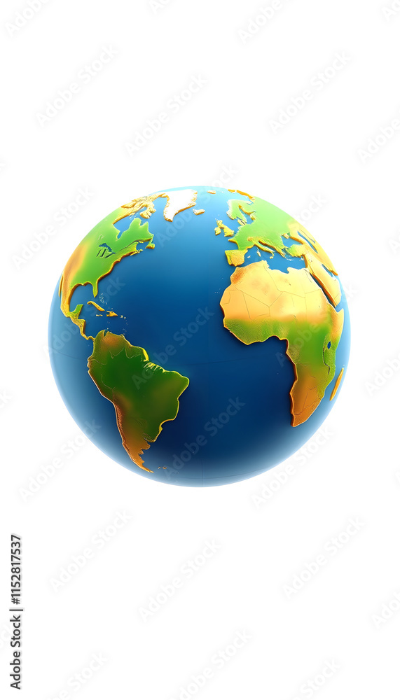 Fototapeta premium 3d tech style earth globe isolated on white background, isometry