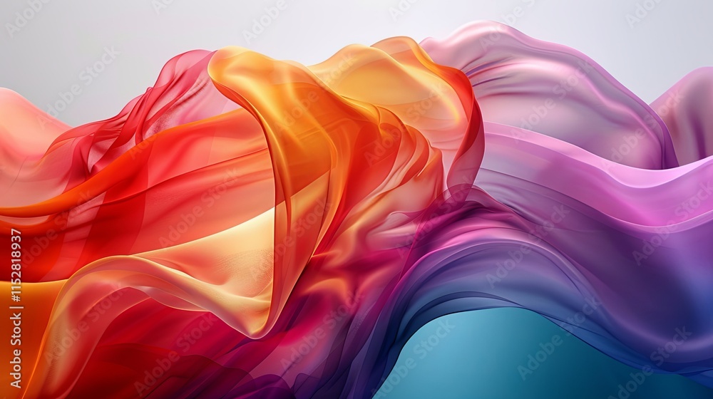 Obraz premium Abstract swirling fabric in vibrant hues of orange, red, and purple.
