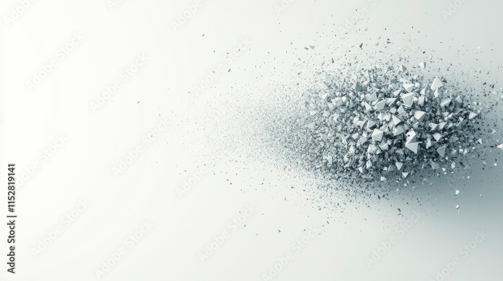 Fototapeta premium Abstract fragments dispersing into the void, creating a sense of motion and transformation in digital design