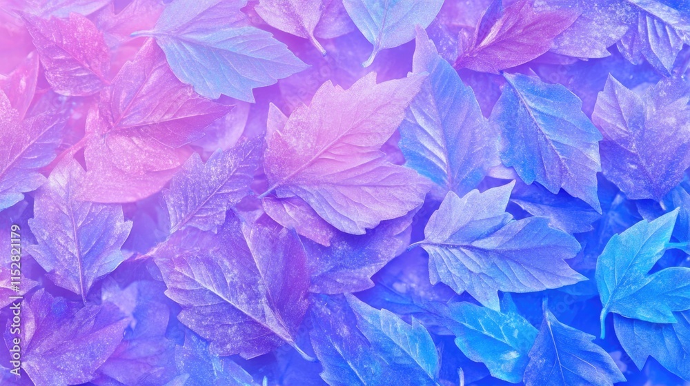 Abstract beautiful background, Colourful leaves against a backdrop of snowflakes, glowing pastel colors, mystical and serene atmosphere. Abstract beautiful background, Colourful leaves against a backdrop of snowflakes, glowing pastel colors, mystical and serene atmosphere.