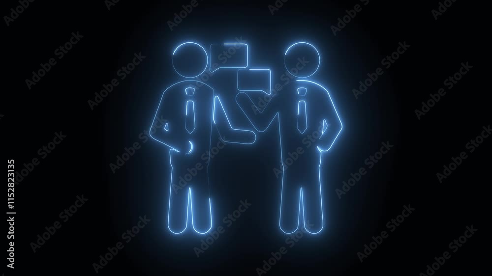 Glowing Neon Animation of Office Hours Icon on Black Background. HD Video Motion Graphic Animation Glowing Neon Animation of Office Hours Icon on Black Background. HD Video Motion Graphic Animation