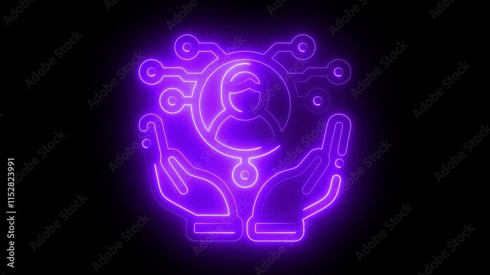 Population system icon animation by purple color neon on black background. Population system icon animation by purple color neon on black background.