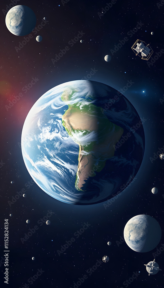 Naklejka premium Planet earth from the space. Some elements of this image furnish, vector style, with white tones