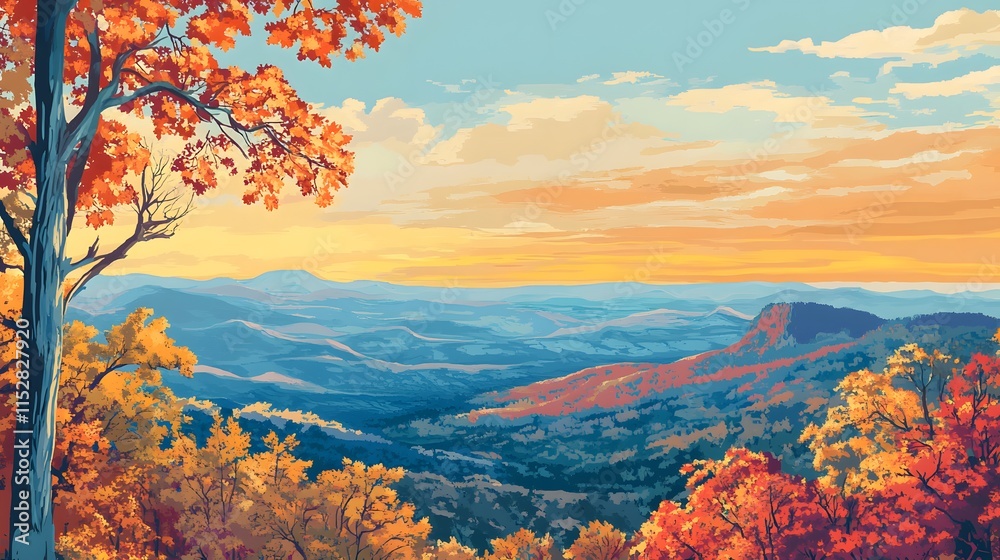 Fototapeta premium Autumnal Mountain Vista Scenic Landscape