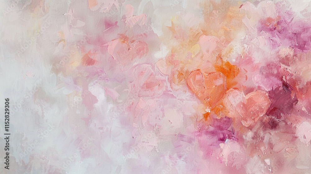Fototapeta premium Abstract hearts oil paint style