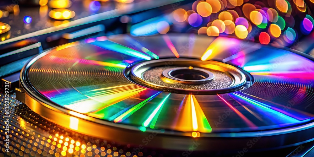 Close-Up Wide-Angle CD Player Photo: Disc Detail, Audio Equipment, Music Playback Close-Up Wide-Angle CD Player Photo: Disc Detail, Audio Equipment, Music Playback