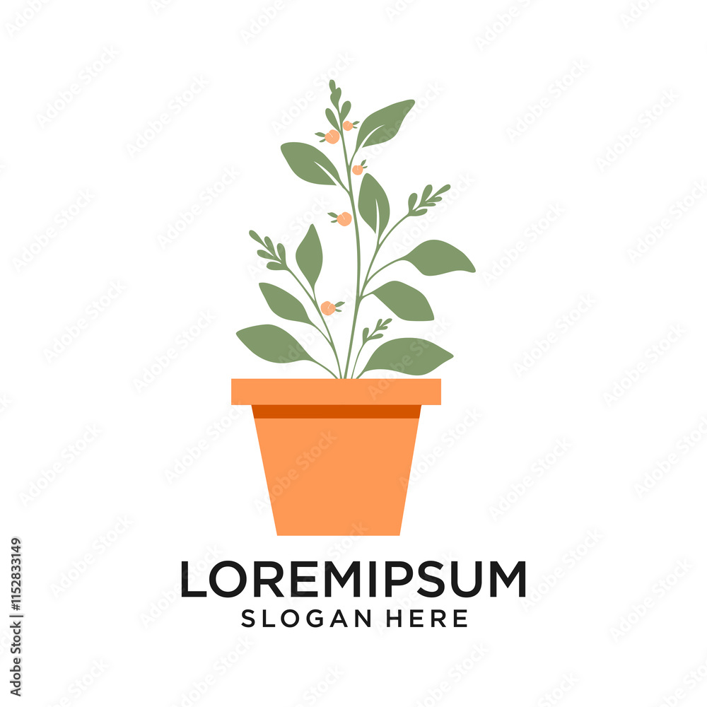 Fototapeta premium Indoor plant isolated. Vector flat Indoor plant pot illustration