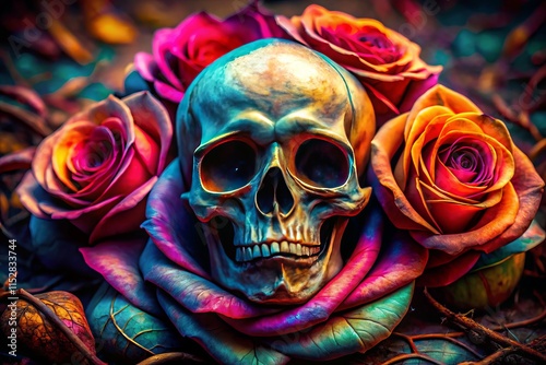 Dead Rose Optical Illusion Painting: Eye-Level Surrealism, Floral Deception, Impossible Still Life photo