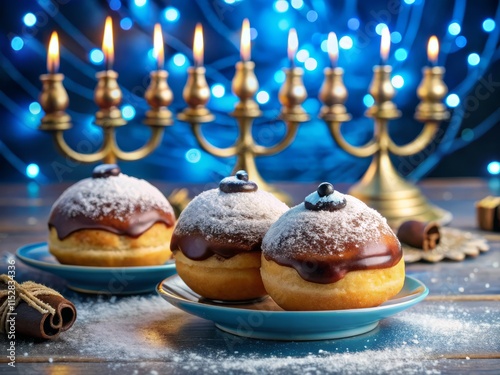 Decadent Sufganiyot: Festive Chocolate Drizzle & Powdered Sugar - Hanukkah Recipe photo