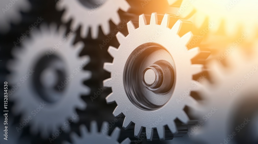 A close-up view of interlocking gears, showcasing their intricate design and functionality, with a soft light illuminating the scene. A close-up view of interlocking gears, showcasing their intricate design and functionality, with a soft light illuminating the scene.