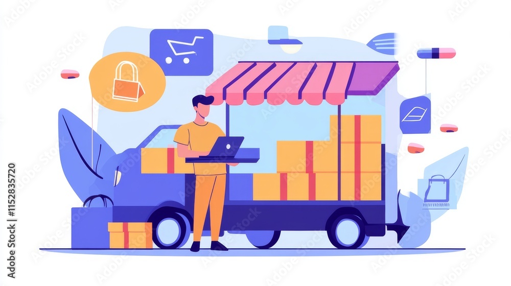 Thriving small businesses, often run by male freelancers, entrepreneurs, leverage e-commerce and logistics for online orders. home offices, manage packaging, shipping, client relations using laptops. Thriving small businesses, often run by male freelancers, entrepreneurs, leverage e-commerce and logistics for online orders. home offices, manage packaging, shipping, client relations using laptops.