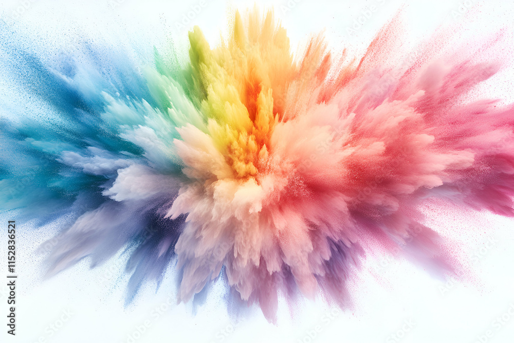 Vibrant Rainbow Powder Explosion, Colorful Abstract Background Image