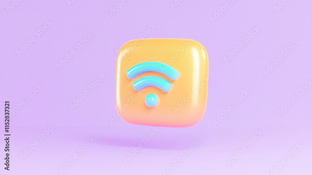 Fototapeta premium Colorful Wi Fi icon on vibrant background, symbolizing connectivity and technology