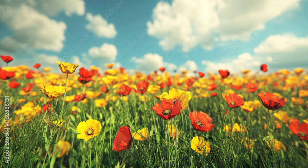 A beautiful, sun-drenched spring summer meadow. Natural colorful panoramic landscape with many wild flowers of daisies against blue sky. A frame with soft selective focus.
A beautiful, sun-drenched spring summer meadow. Natural colorful panoramic landscape with many wild flowers of daisies against blue sky. A frame with soft selective focus.