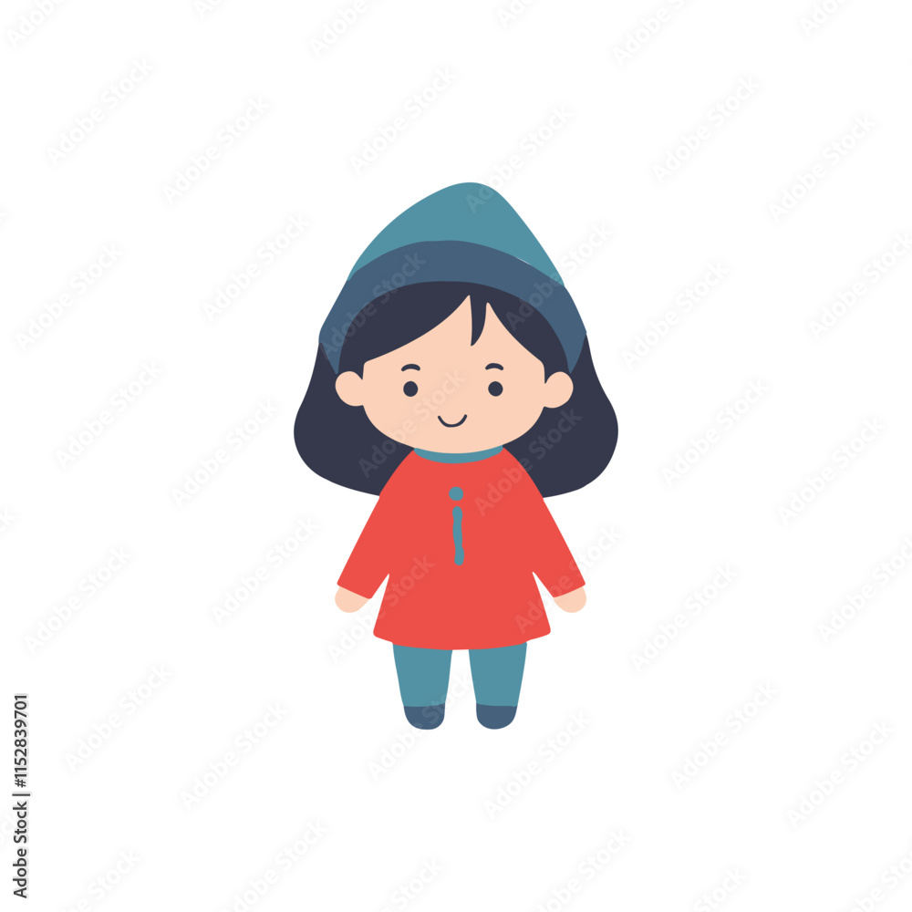 Fototapeta premium Girl in Winter Clothes Illustration