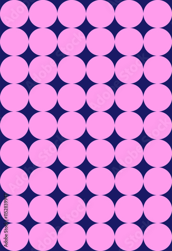 Abstract textured poster. Pattern from pink rounds. Hallucinogenic ornament. Retro brochure or booklet. Repeating design element, seamless pattern. Flat vector illustration