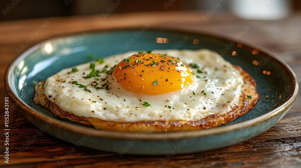 Vibrant Sunny Side Up Egg on a Fresh Plate Vibrant Sunny Side Up Egg on a Fresh Plate