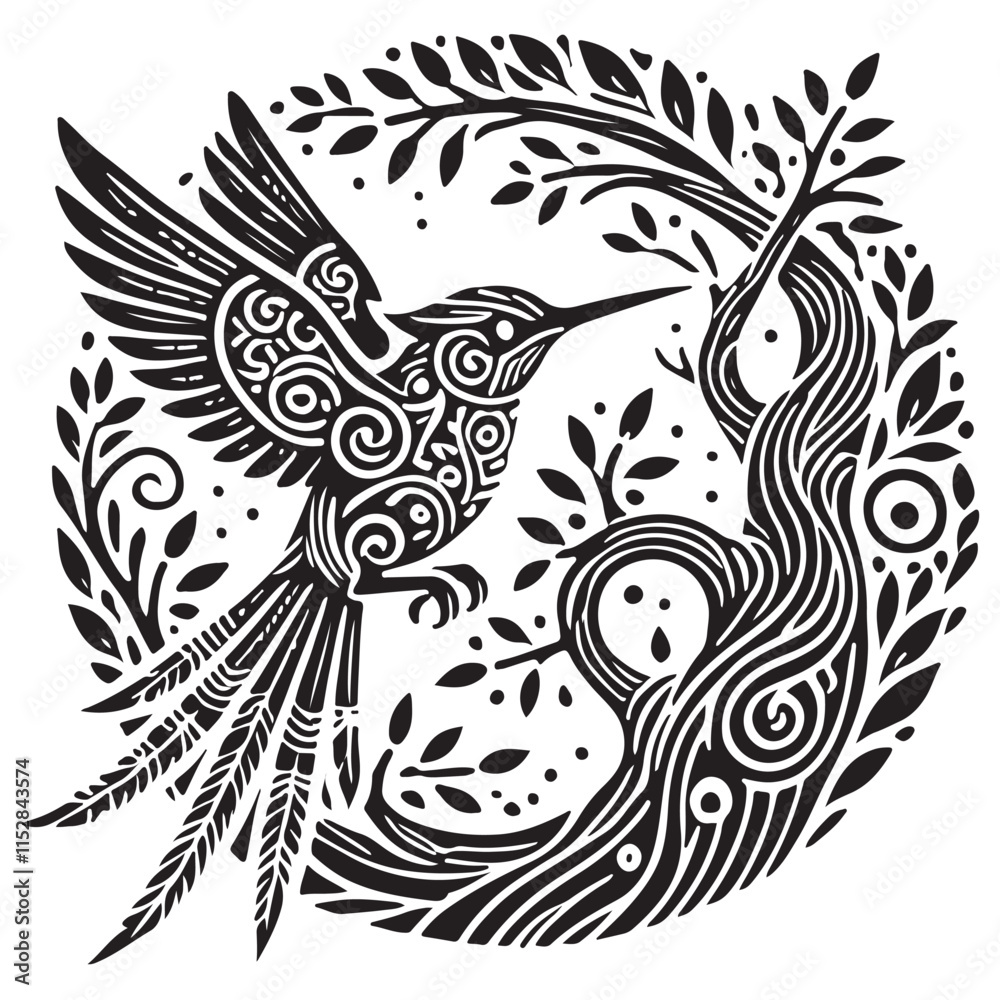 Silhouette Batik Pattern Unique Creative Art On Bird With Tree Isolated In White Background Vector 48 Silhouette Batik Pattern Unique Creative Art On Bird With Tree Isolated In White Background Vector 48