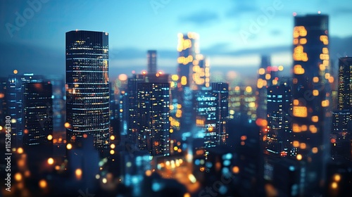 Wallpaper Mural A nighttime urban scene featuring modern skyscrapers with sleek glass facades. Torontodigital.ca